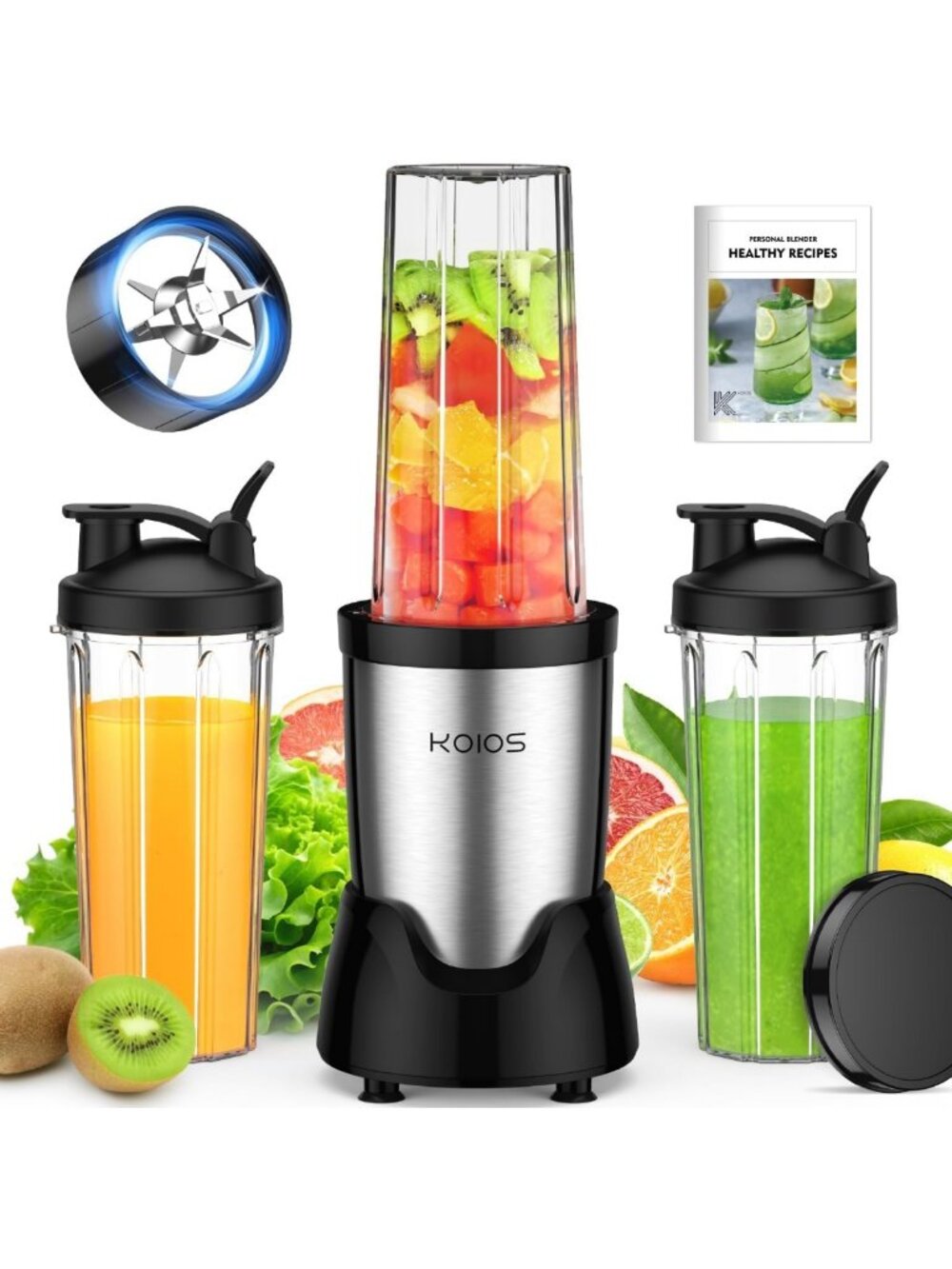 Personal Blender for Smoothies & Shakes with 3 To-Go Cups, Portable & Compact